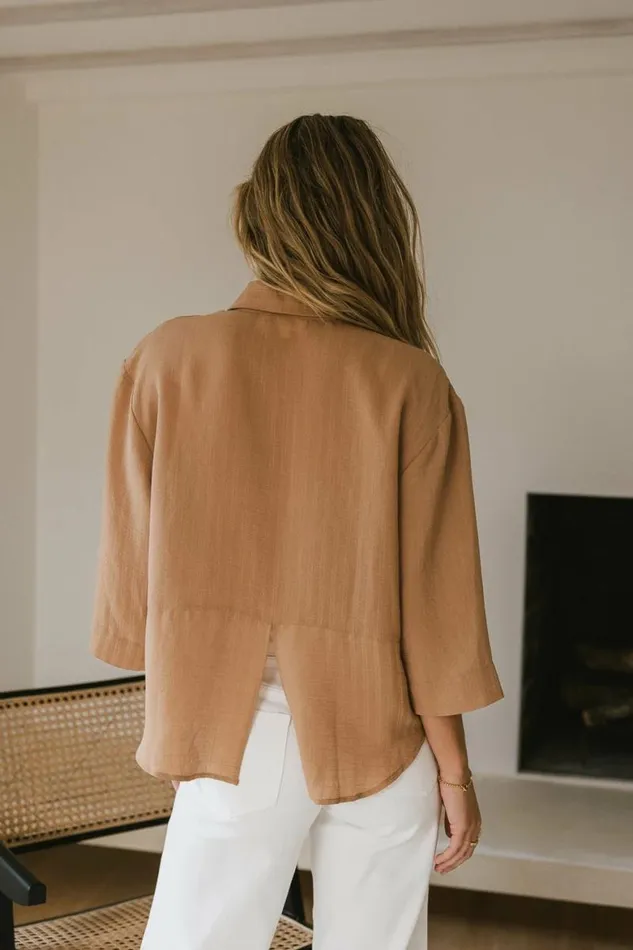 Alex Button Up In Camel 8211 FINAL SALE Camel Women Bohme Tops