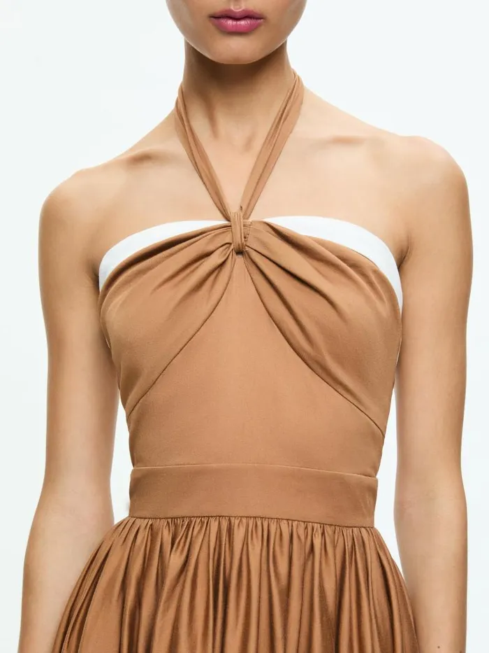 Alice Olivia BEATRIX SWEETHEART TIE NECK DRESS Tanvanilla Women Dresses