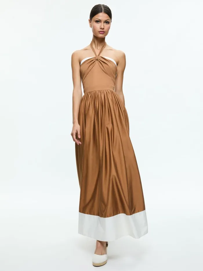 Alice Olivia BEATRIX SWEETHEART TIE NECK DRESS Tanvanilla Women Dresses