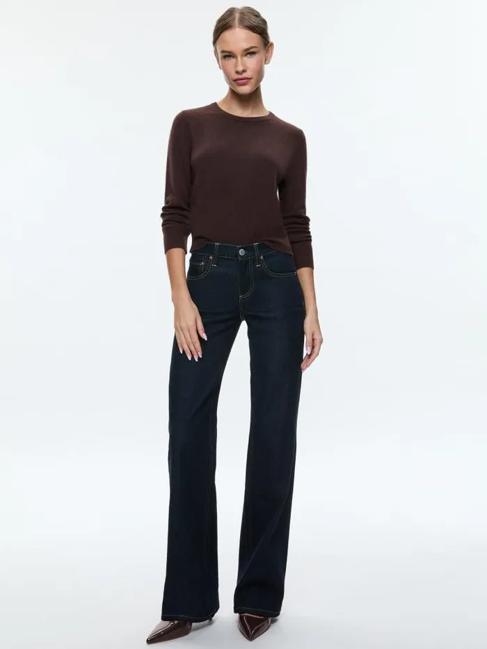 Alice Olivia BODIE LOW RISE BOOTCUT JEAN Dark Rinse Women Jeans