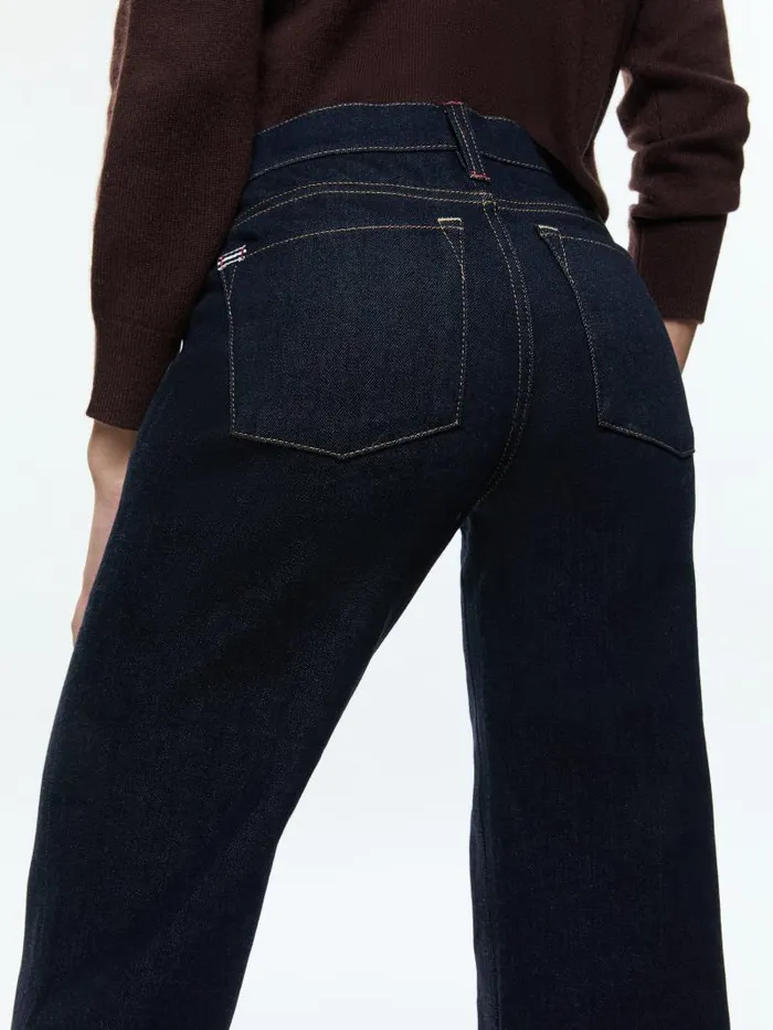 Alice Olivia BODIE LOW RISE BOOTCUT JEAN Dark Rinse Women Jeans
