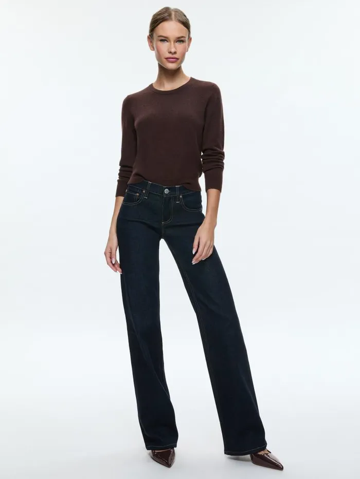 Alice Olivia BODIE LOW RISE BOOTCUT JEAN Dark Rinse Women Jeans