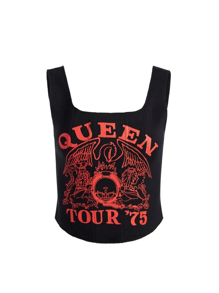 Alice Olivia BRESLIN BAND TEE CORSET TOP Blackbright Ruby Women Tops