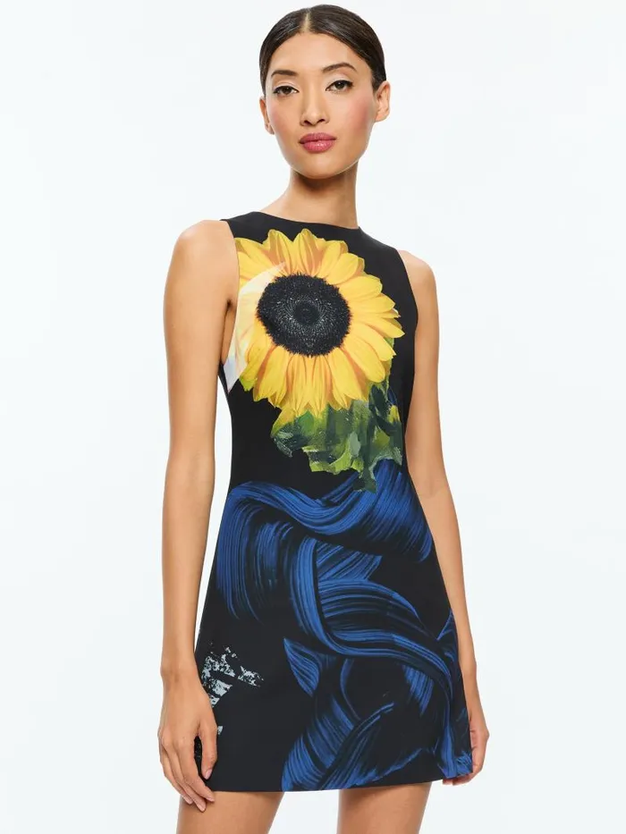 Alice Olivia CLYDE PRINTED SHIFT DRESS Azalea Floral Women Dresses