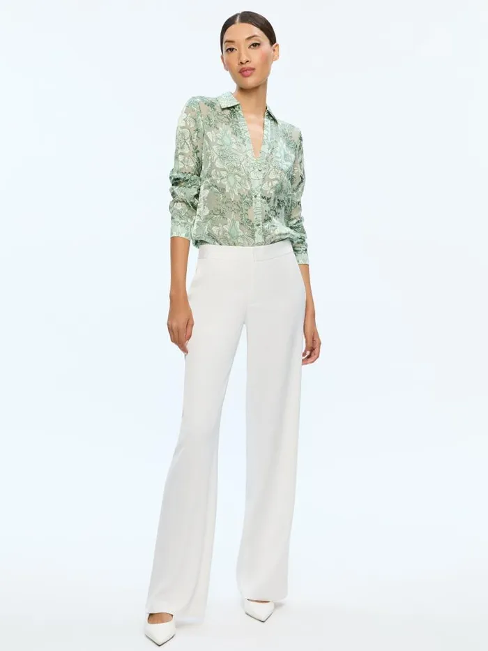 Alice Olivia ELOISE BUTTON DOWN BLOUSE Vanity Pistachio Women Tops
