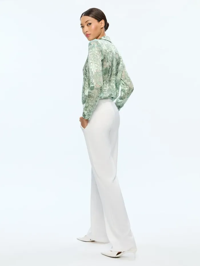 Alice Olivia ELOISE BUTTON DOWN BLOUSE Vanity Pistachio Women Tops