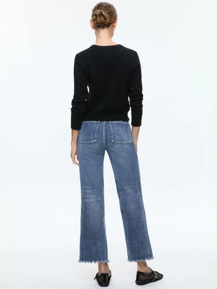 Alice Olivia EMBER SLIM STRAIGHT JEAN Brooklyn Blue Women Pants