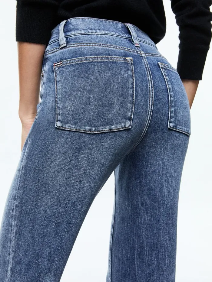 Alice Olivia EMBER SLIM STRAIGHT JEAN Brooklyn Blue Women Pants