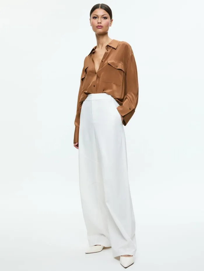 Alice Olivia FINELY OVERSIZED UTILITY SHIRT Camel Women Tops