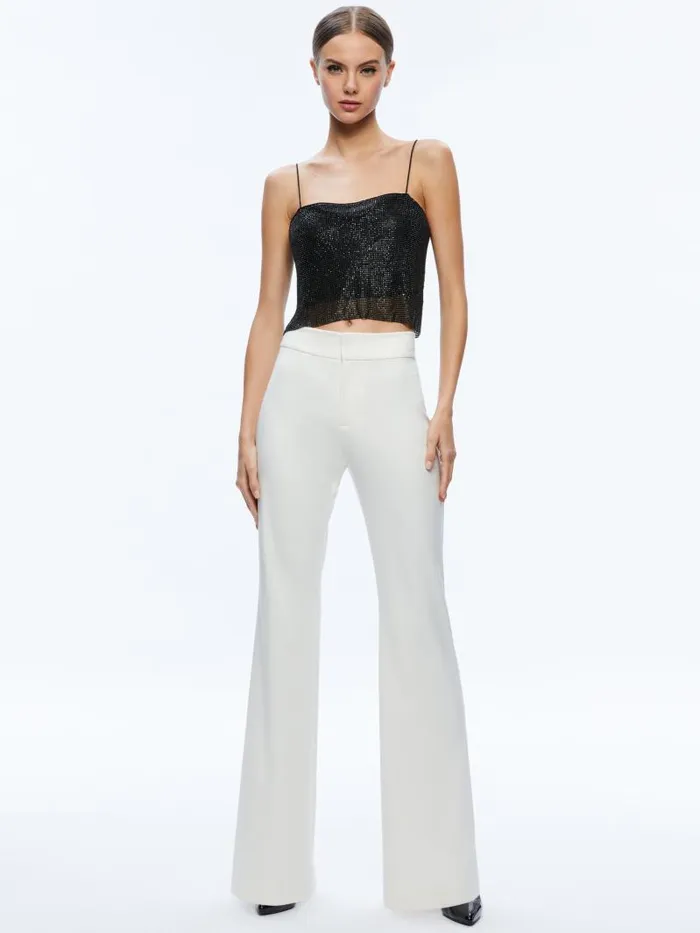 Alice Olivia GRAZI EMBELLISHED SPAGHETTI STRAP TOP Black Women Tops