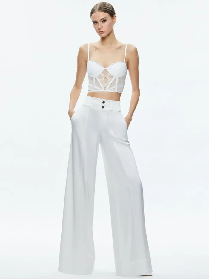 Alice Olivia IZZY LACE BUSTIER TOP Off White Women Tops