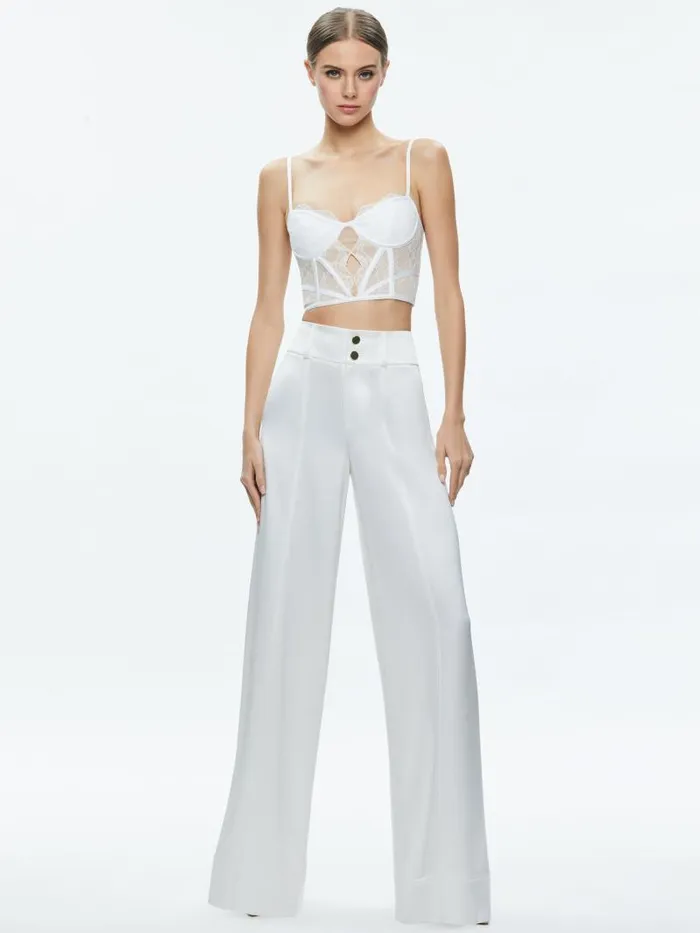 Alice Olivia IZZY LACE BUSTIER TOP Off White Women Tops