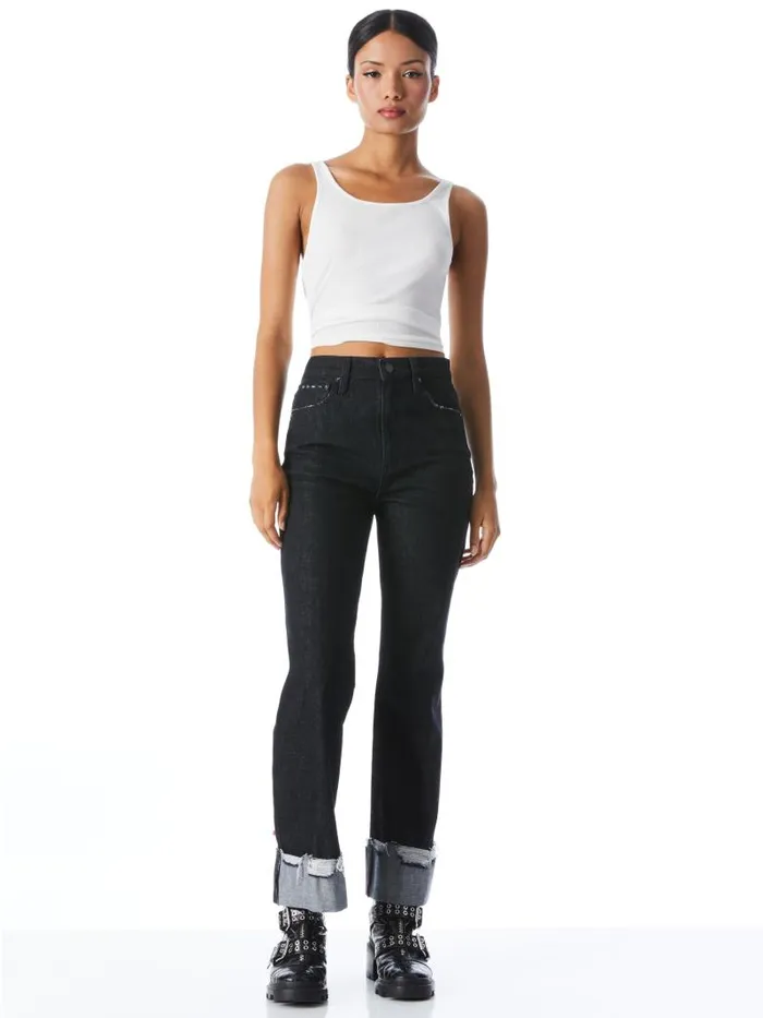 Alice Olivia JEMI RIBBED TANK Off White Women Tops