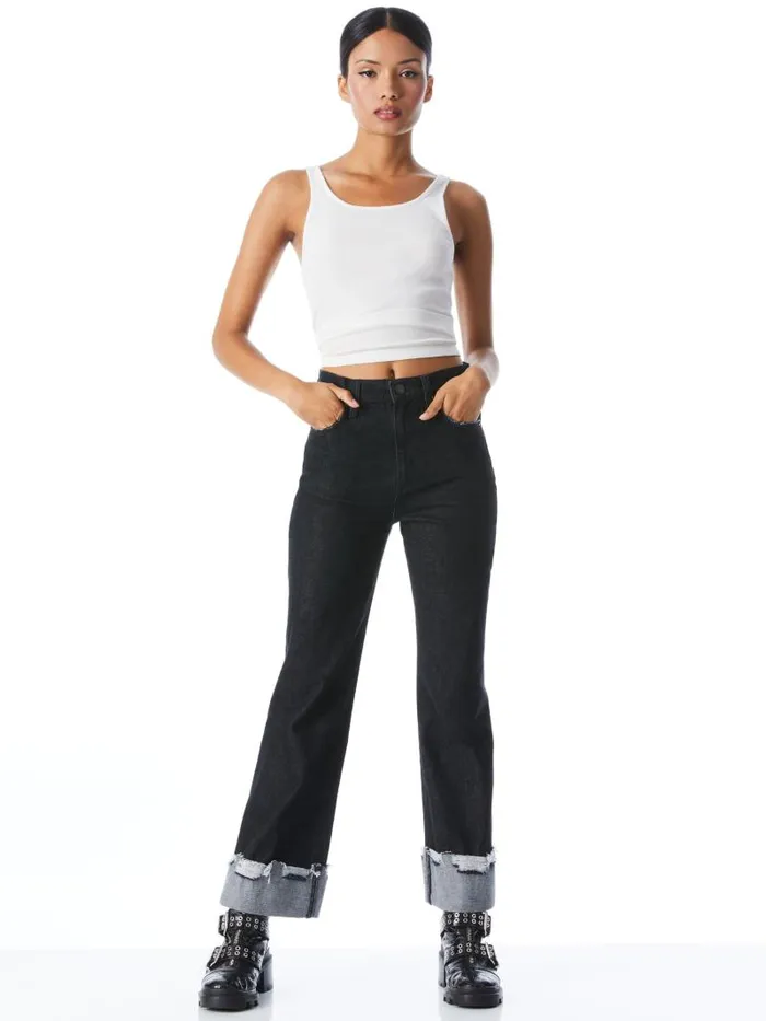 Alice Olivia JEMI RIBBED TANK Off White Women Tops