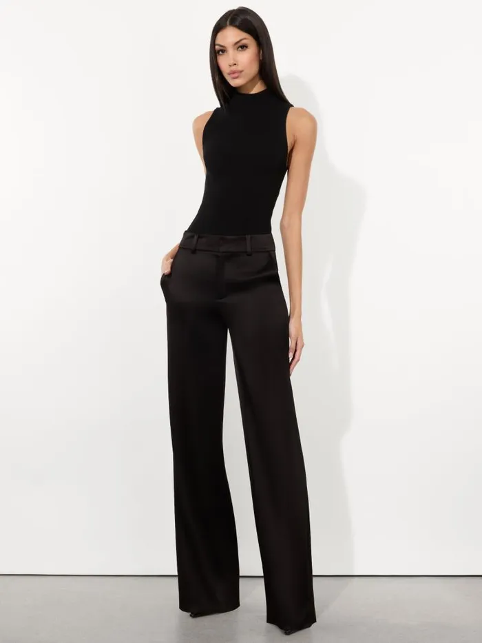Alice Olivia KEATON HIGH RISE STRAIGHT TROUSER Black Women Pants