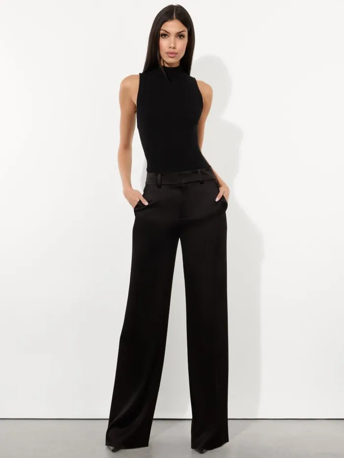 Alice Olivia KEATON HIGH RISE STRAIGHT TROUSER Black Women Pants