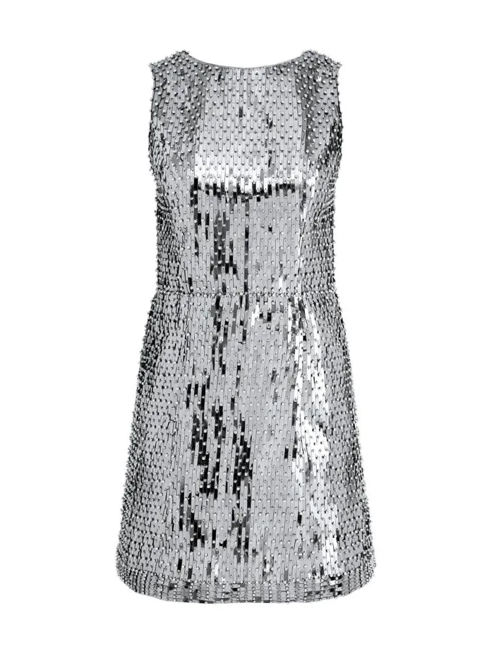 Alice Olivia LINDSEY EMBELLISHED MINI GOWN Silver Women Dresses