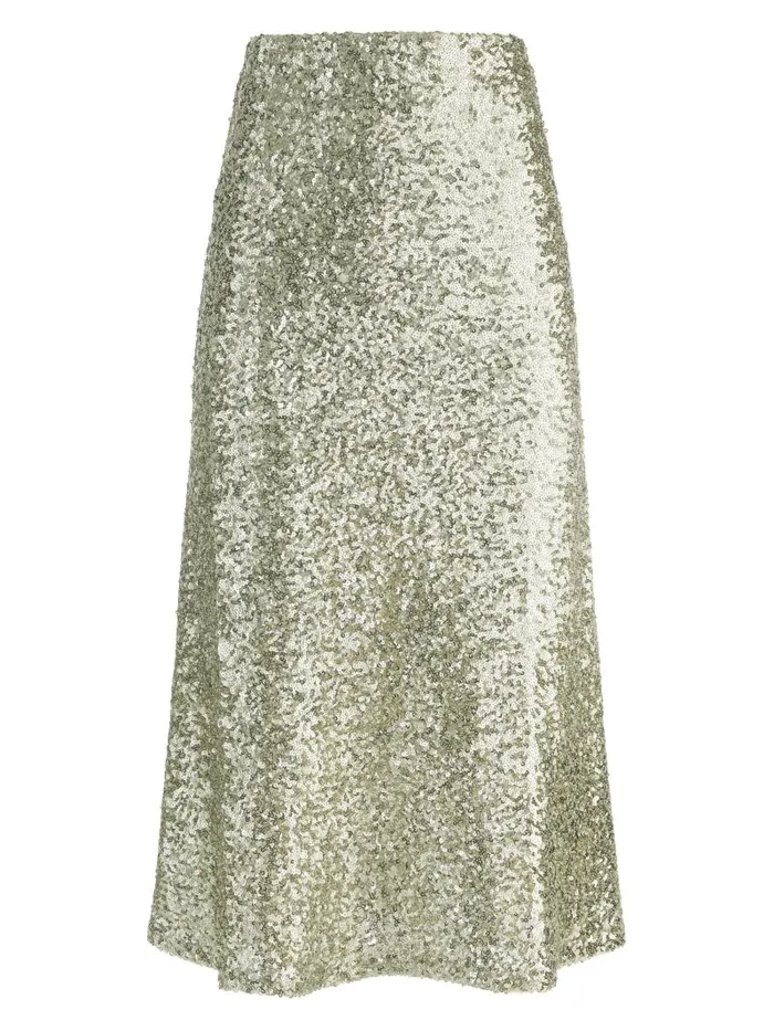 Alice Olivia MAEVE SEQUIN KICK FLARE SLIP SKIRT Champagnesilver Women Skirts