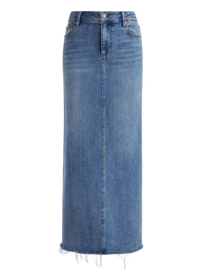 Alice Olivia MARISSA HIGH RISE MAXI SKIRT WITH SIDE SLIT Brooklyn Blue Women Skirts