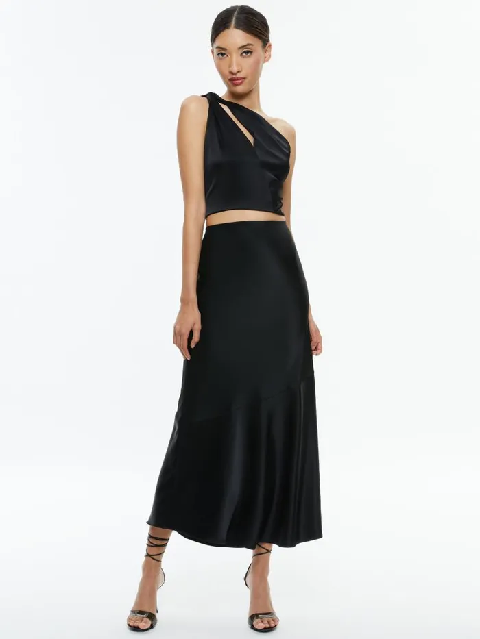 Alice Olivia PIERA ONE SHOULDER TWIST TOP Avocado Women Tops