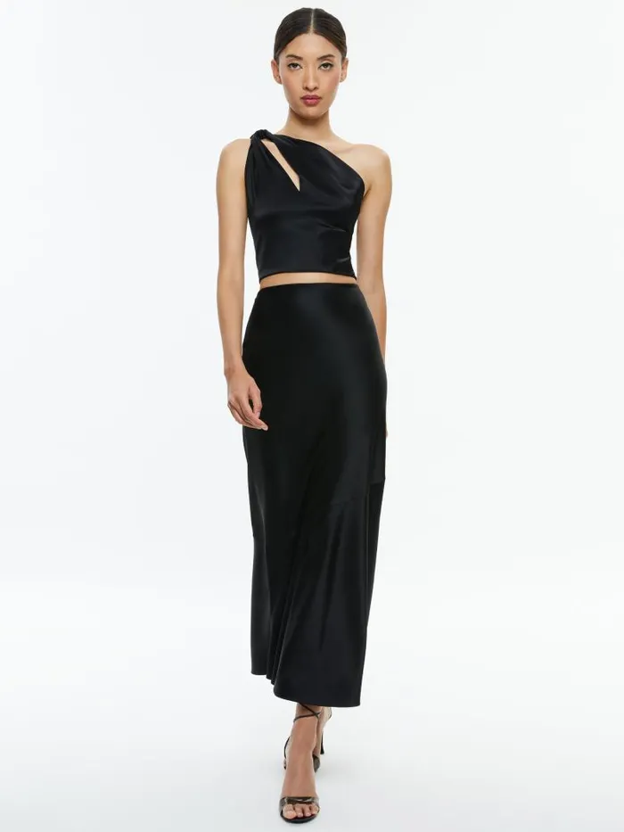 Alice Olivia PIERA ONE SHOULDER TWIST TOP Avocado Women Tops
