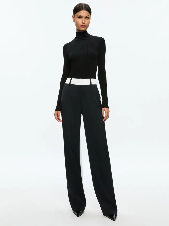 Alice Olivia ROBERTA LONG SLEEVE RIBBED TURTLENECK Black Women Tops