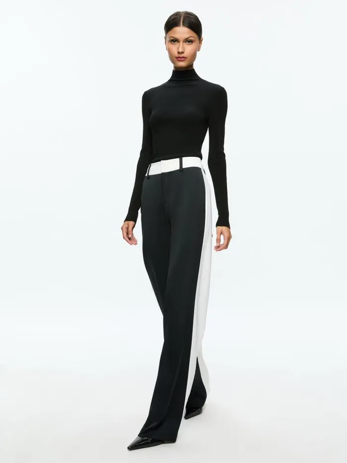 Alice Olivia ROBERTA LONG SLEEVE RIBBED TURTLENECK Black Women Tops