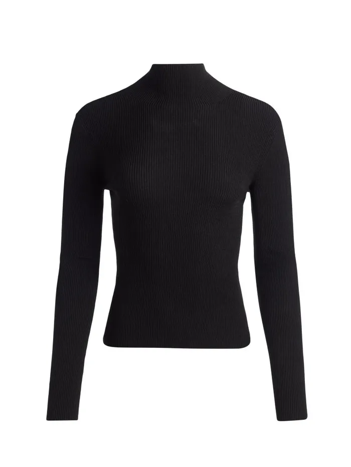 Alice Olivia ROBERTA LONG SLEEVE RIBBED TURTLENECK Black Women Tops