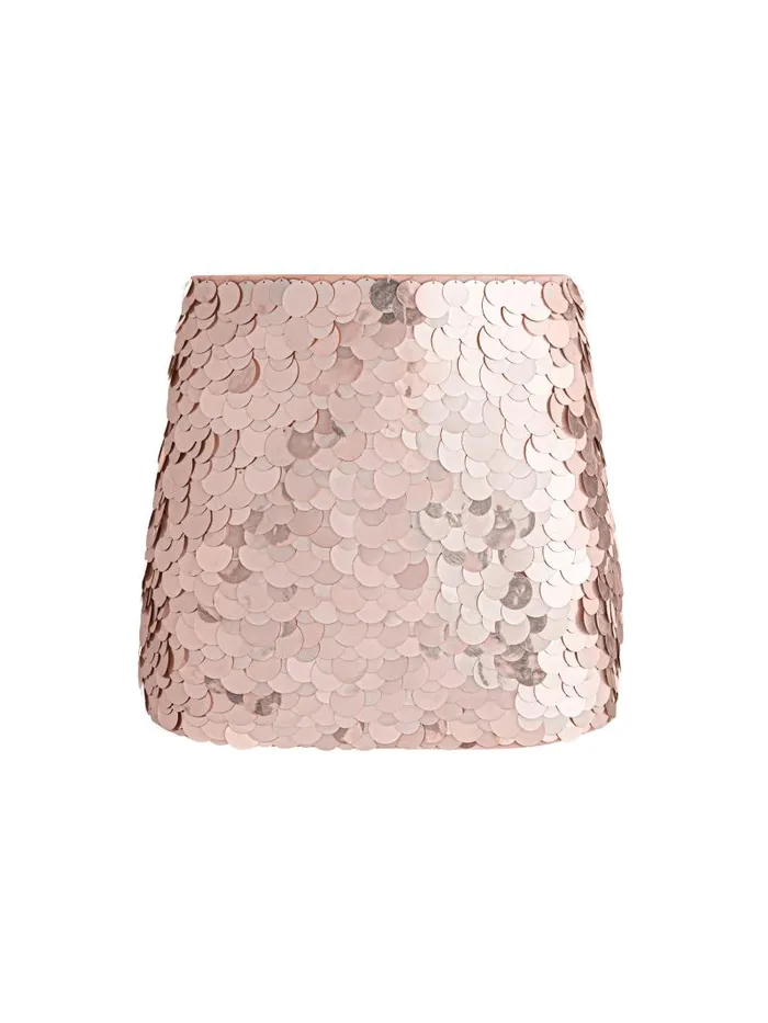 Alice Olivia RUBI EMBELLISHED LOW RISE MICRO SKIRT Pearl Blush Women Skirts