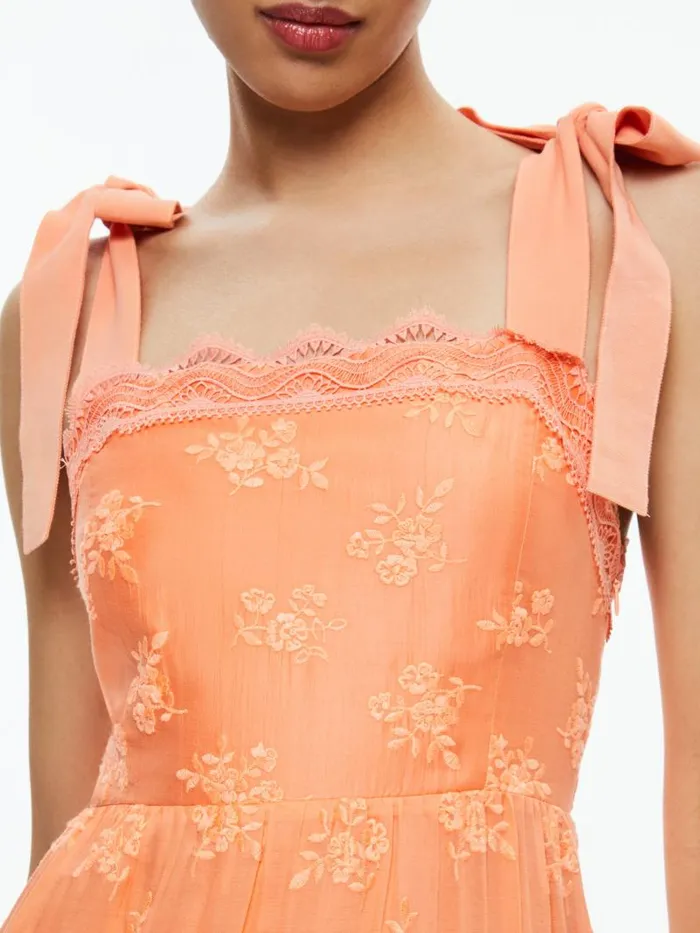 Alice Olivia VEGA SLEEVELESS TIERED MAXI DRESS Coral Women Dresses