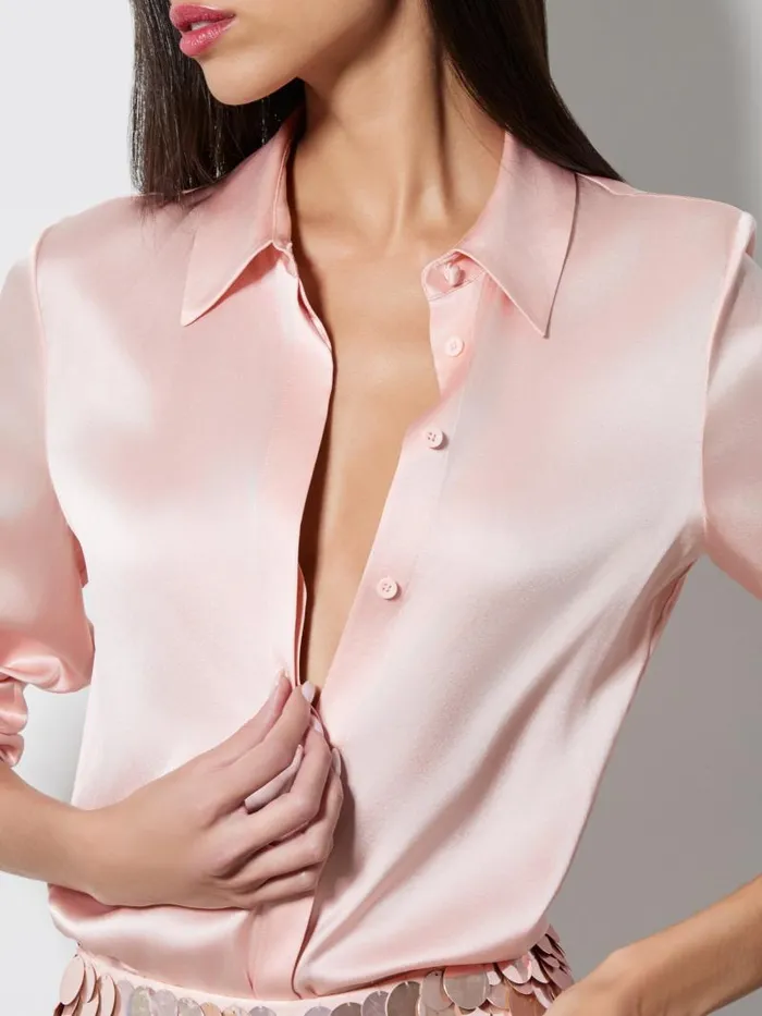 Alice Olivia WILLA PLACKET TOP Bright Ruby Women Tops