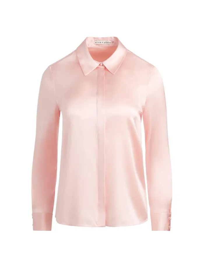 Alice Olivia WILLA PLACKET TOP Bright Ruby Women Tops