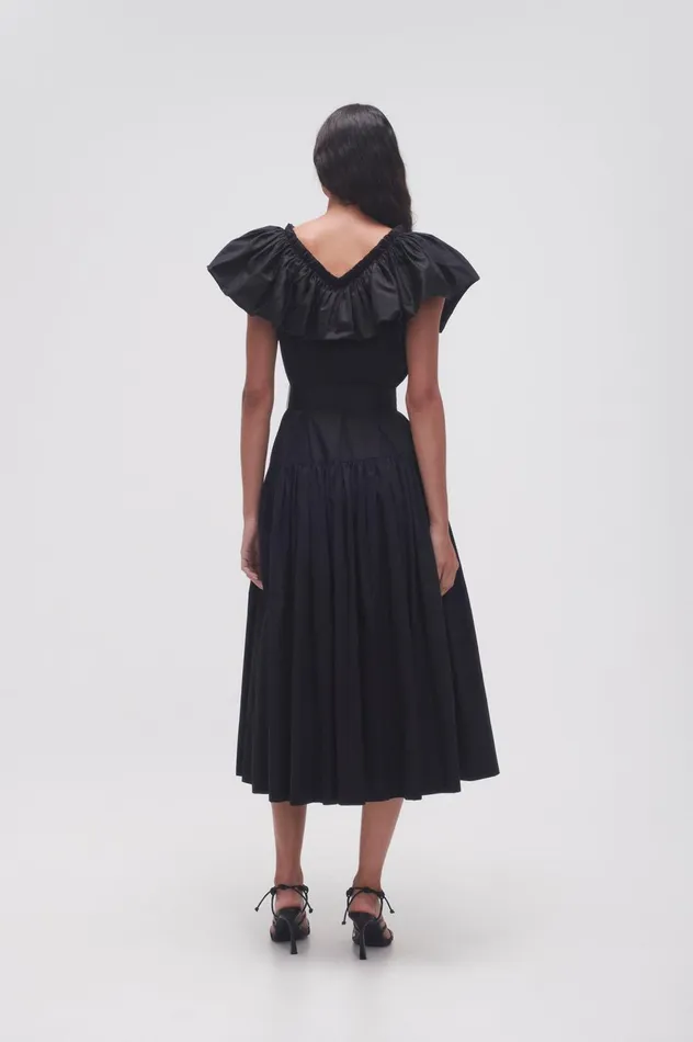 Alma Bubble Frill Midi Dress Black Women Aje Midi Dresses