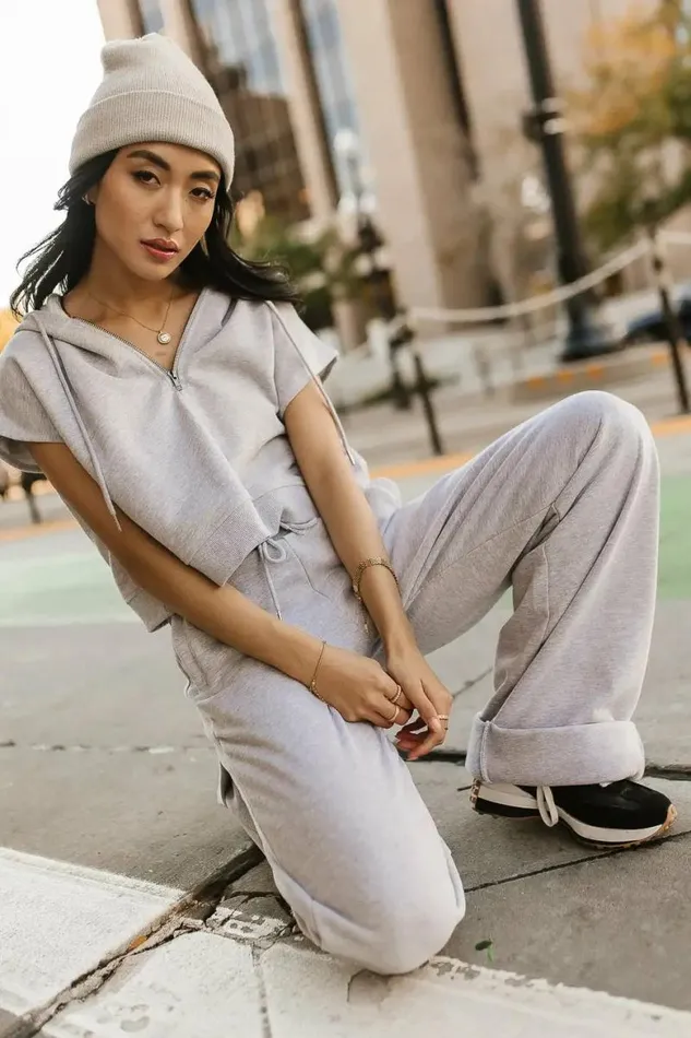 Amy Cropped Sleeveless Hoodie In Grey Grey Women Bohme Sets