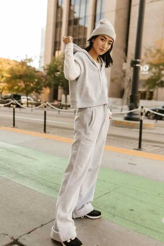 Amy Cropped Sleeveless Hoodie In Grey Grey Women Bohme Sets