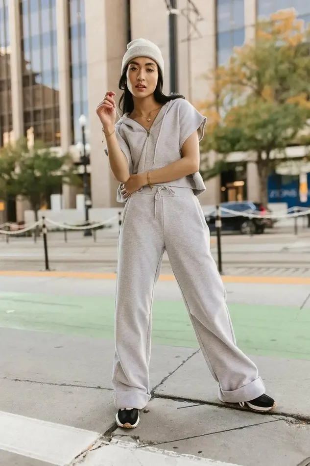 Amy Cropped Sleeveless Hoodie In Grey Grey Women Bohme Sets