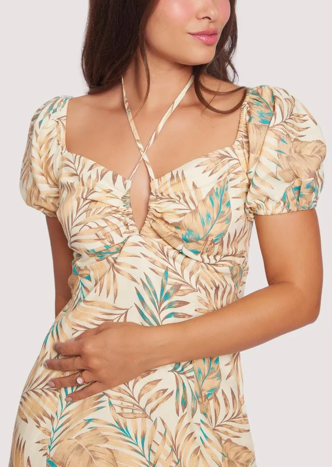 Anafi Palm Mini Dress Ivory Women Lost Wander Dresses