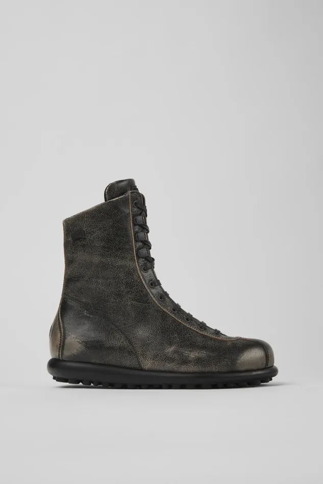 Ankle Boots Men Camper Pelotas Gray Leather Boots