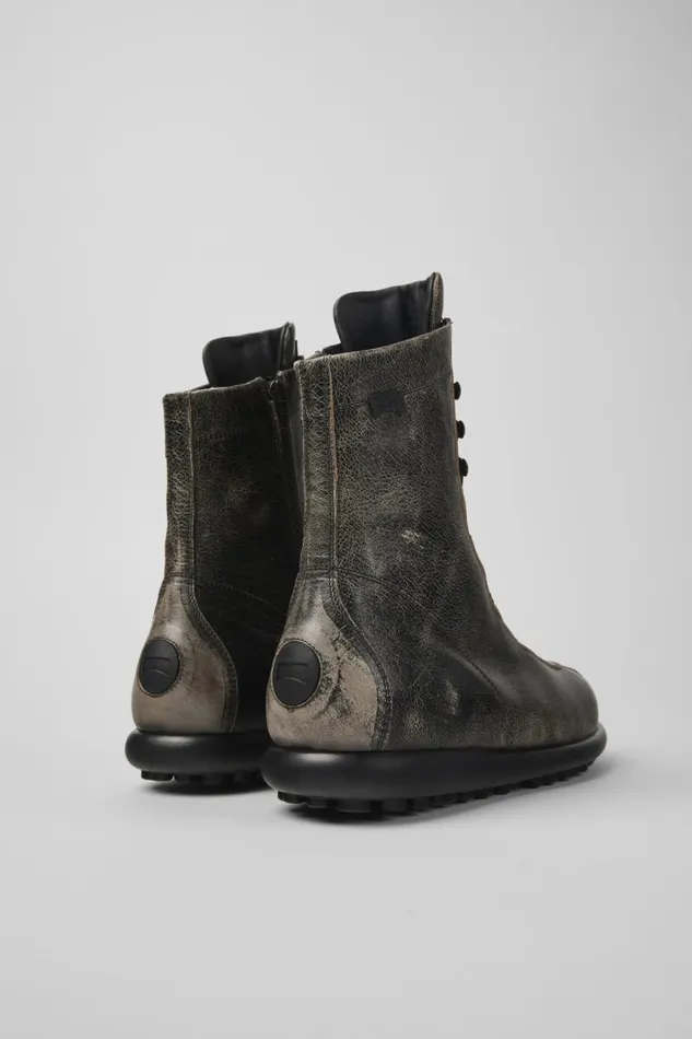 Ankle Boots Men Camper Pelotas Gray Leather Boots