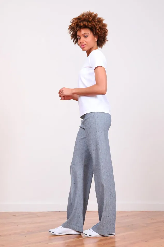 Avenue Montaigne FLAVIA Linen Denim Women Pants Avenue Montaigne FLAVIA Linen Denim Women Pants