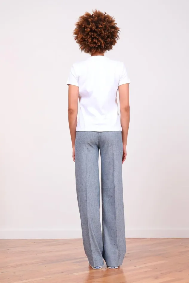 Avenue Montaigne FLAVIA Linen Denim Women Pants Avenue Montaigne FLAVIA Linen Denim Women Pants