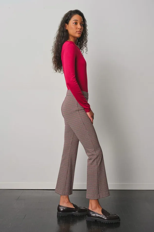 Avenue Montaigne LEO Houndstooth Plaid Women Pants