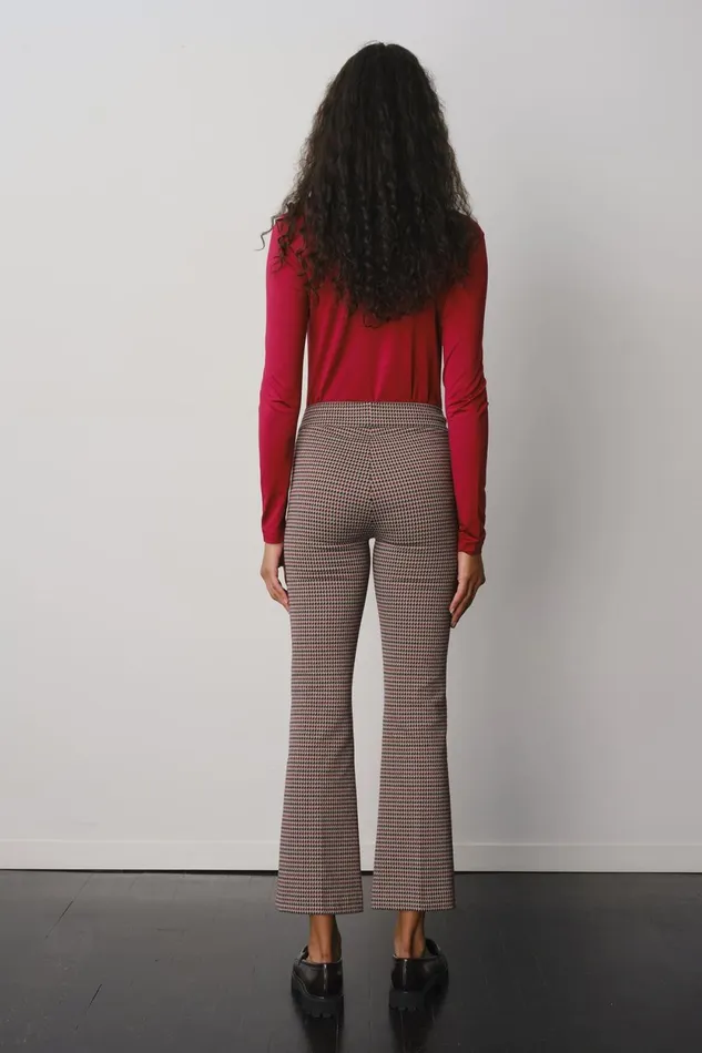 Avenue Montaigne LEO Houndstooth Plaid Women Pants