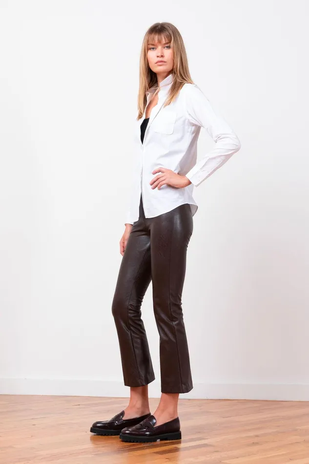 Avenue Montaigne LEO Pleather Brown Women Pants Avenue Montaigne LEO Pleather Brown Women Pants
