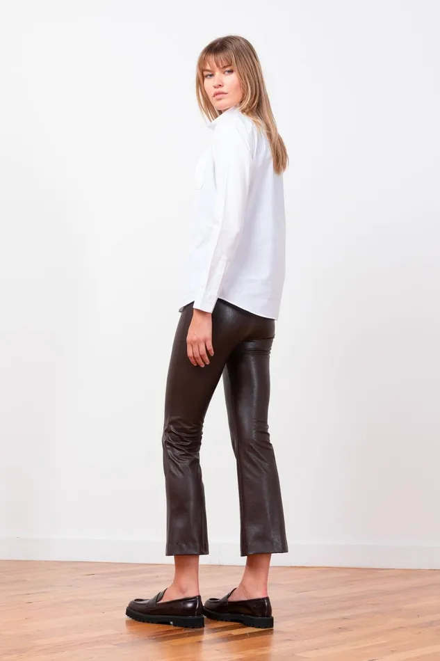 Avenue Montaigne LEO Pleather Brown Women Pants Avenue Montaigne LEO Pleather Brown Women Pants