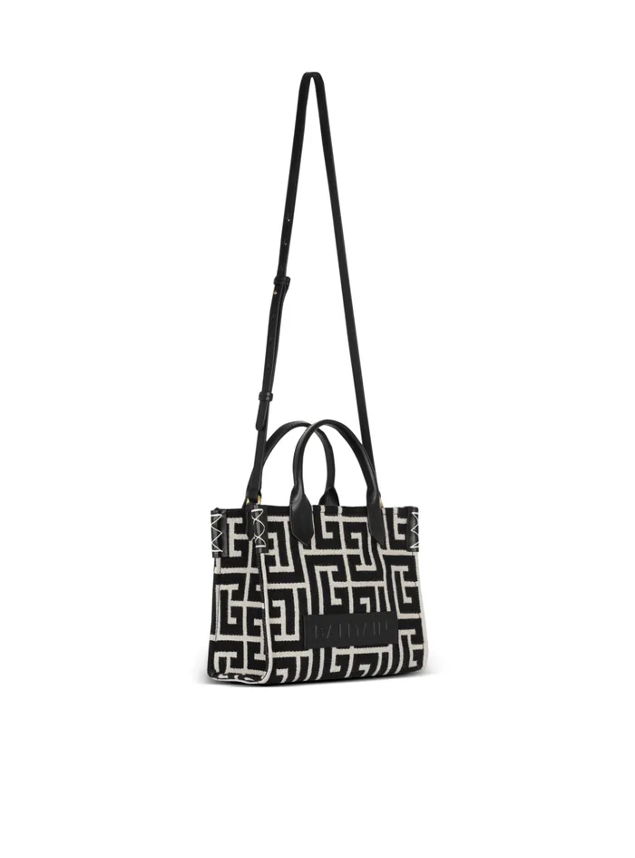 BArmy Monogrammed Jacquard And Leather Tote Bag Black Women Balmain Handbags
