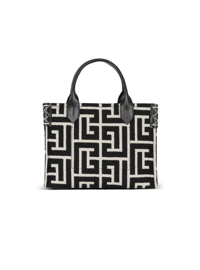 BArmy Monogrammed Jacquard And Leather Tote Bag Black Women Balmain Handbags
