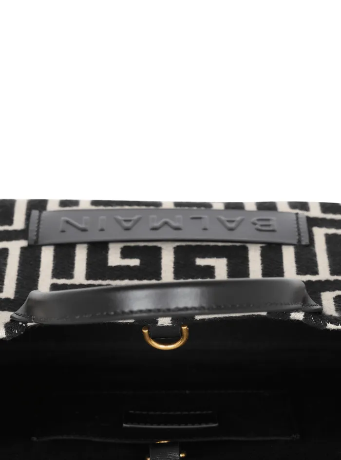 BArmy Monogrammed Jacquard And Leather Tote Bag Black Women Balmain Handbags