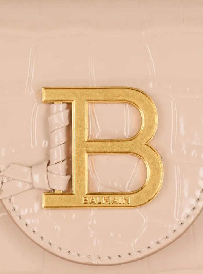 BBuzz 17 Mini Bag In Crocodileembossed Calfskin Beige Women Balmain Crossbody Bags