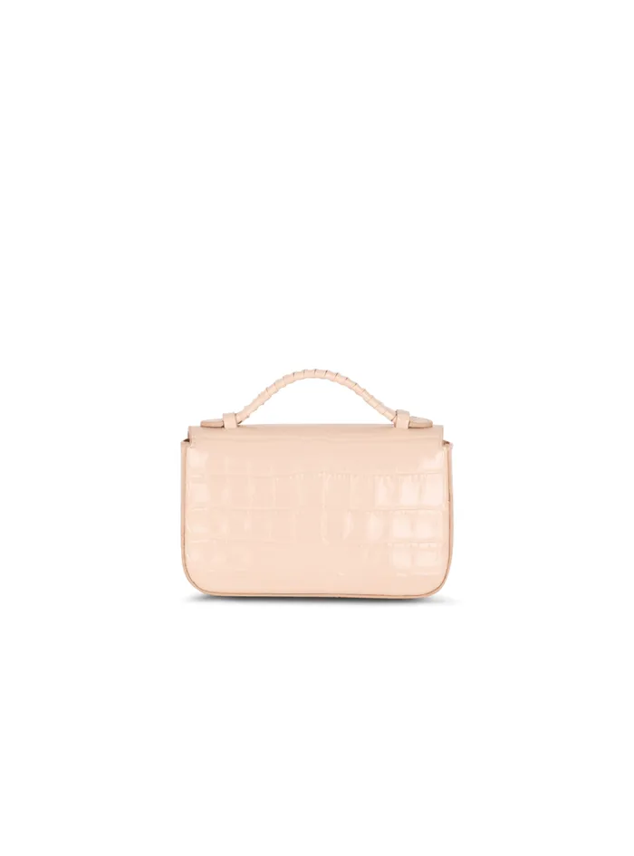 BBuzz 17 Mini Bag In Crocodileembossed Calfskin Beige Women Balmain Crossbody Bags